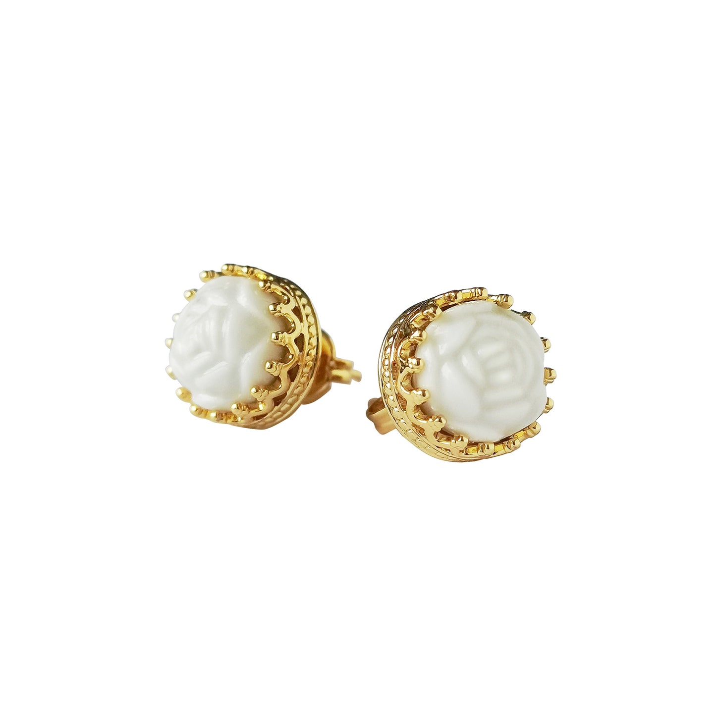 Mini Porcelain Rose Stud Earrings