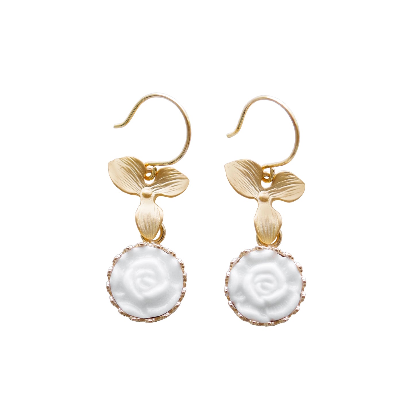 Mini Porcelain Moonlight Rose Clip-on Earrings