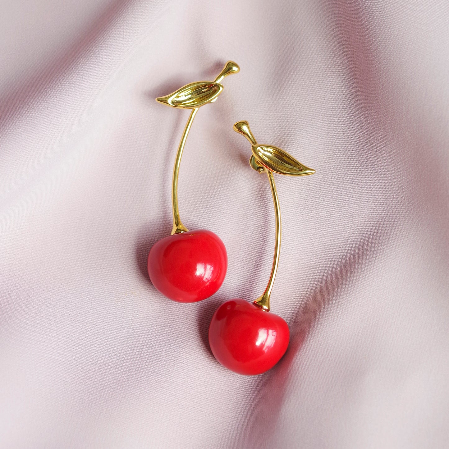 Porcelain Red Cherry Earrings