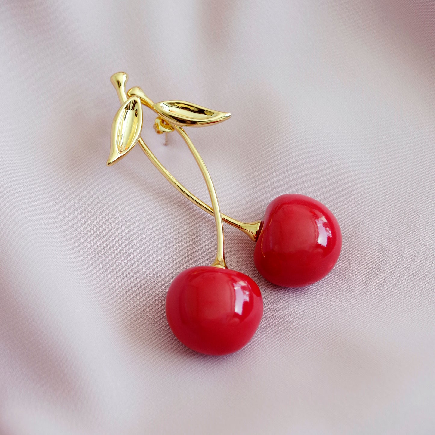 Porcelain Red Cherry Earrings