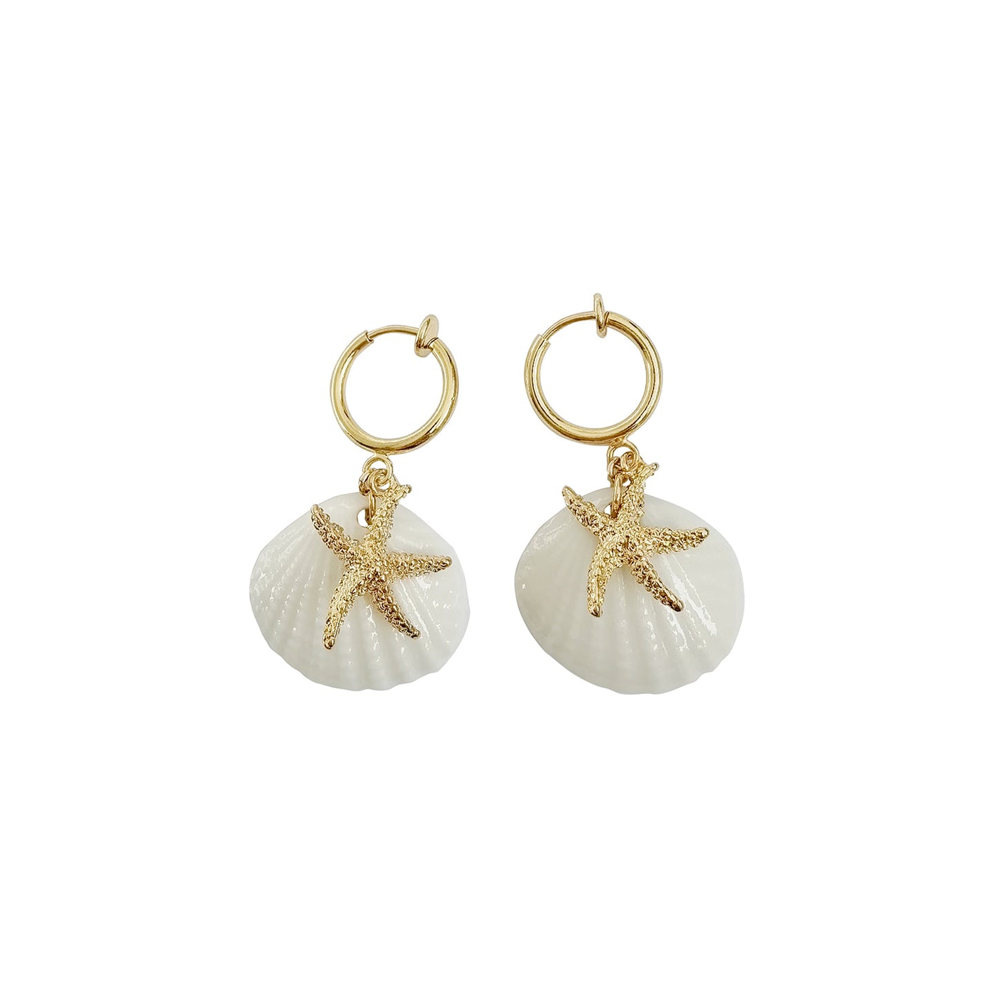 Porcelain Shell And Sea Star Earrings