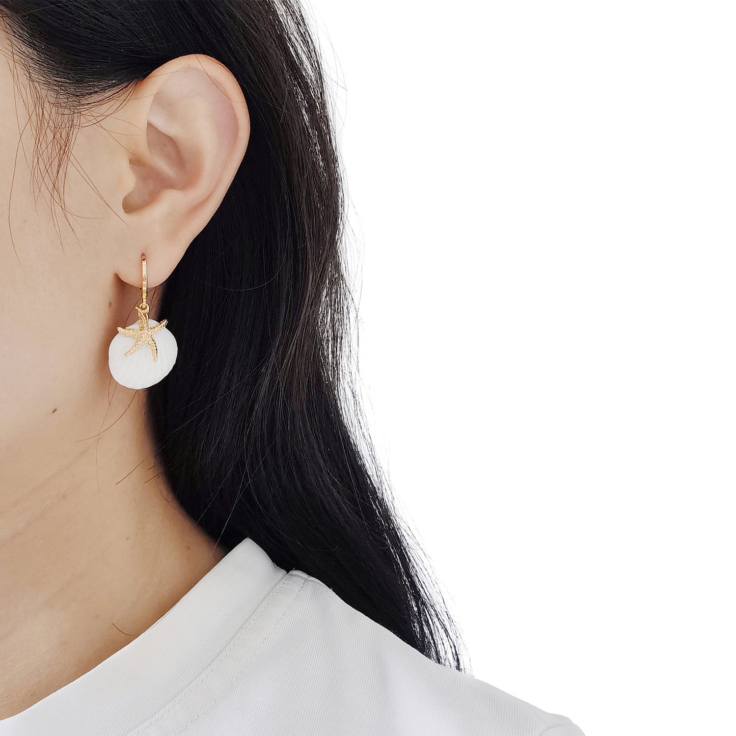 Porcelain Shell And Sea Star Earrings
