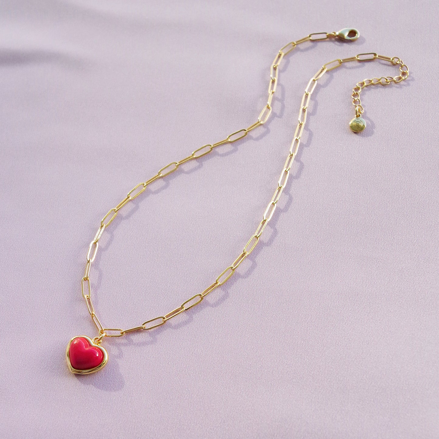 Porcelain Red Heart Pendant Necklace