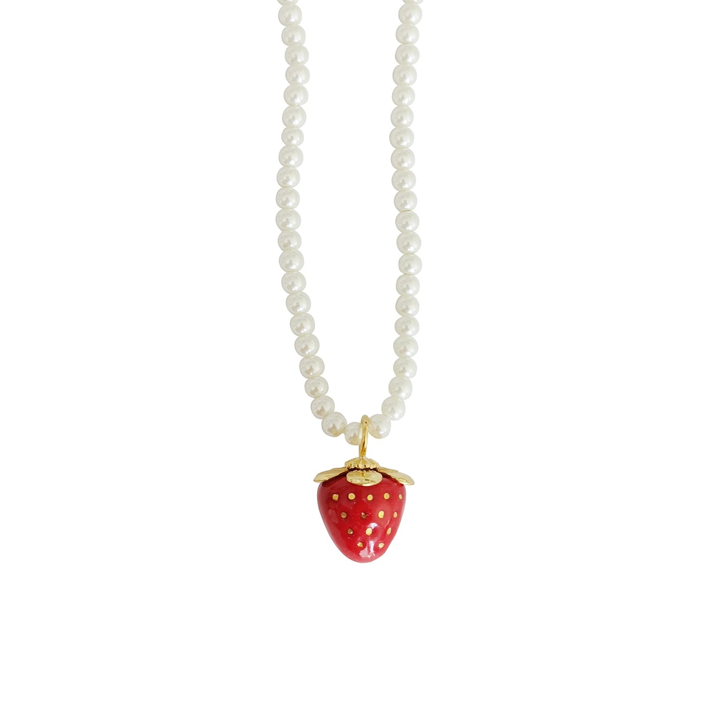 Mini White Porcelain Strawberry Pearl Necklace