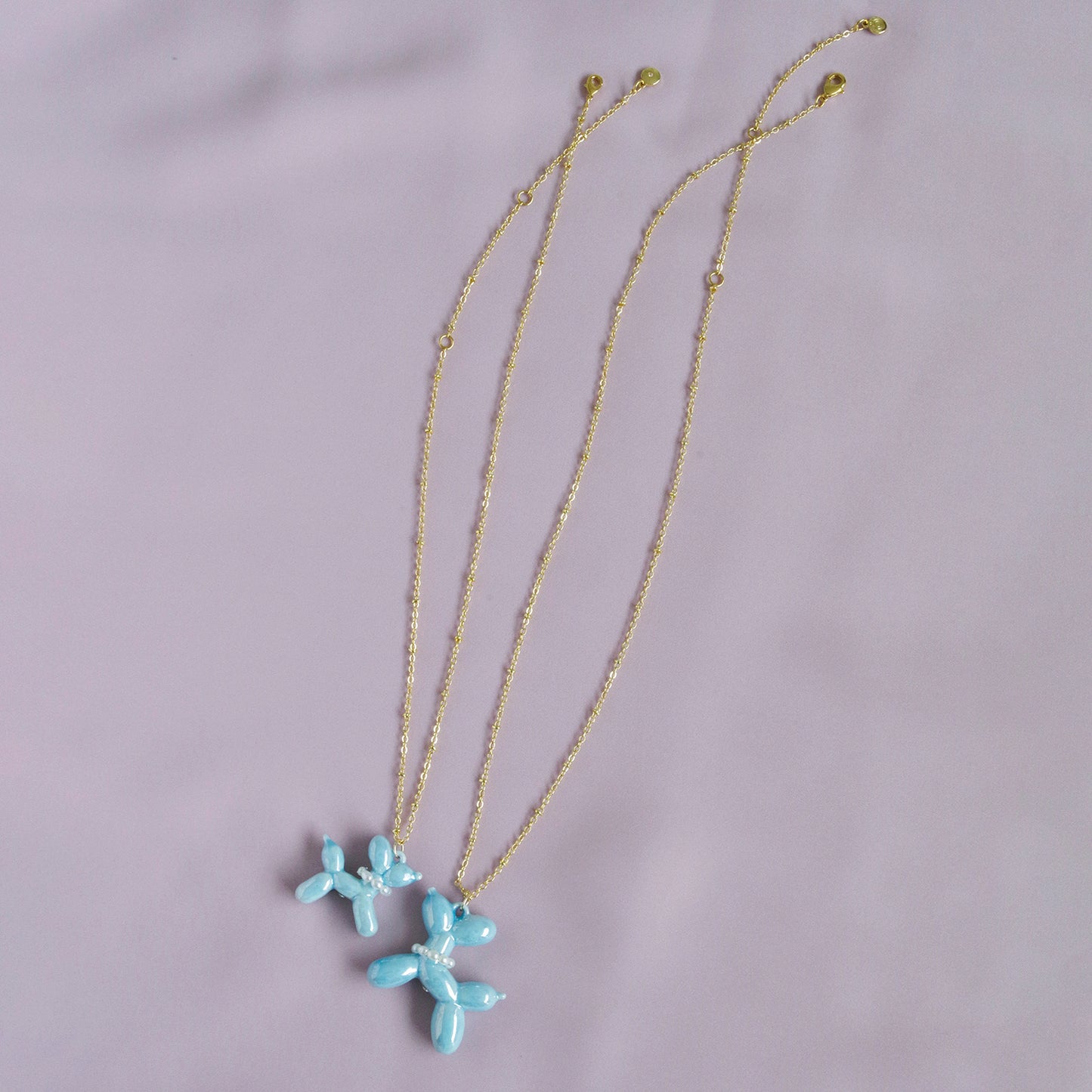 Baby Blue Porcelain Balloon Doggie Necklace