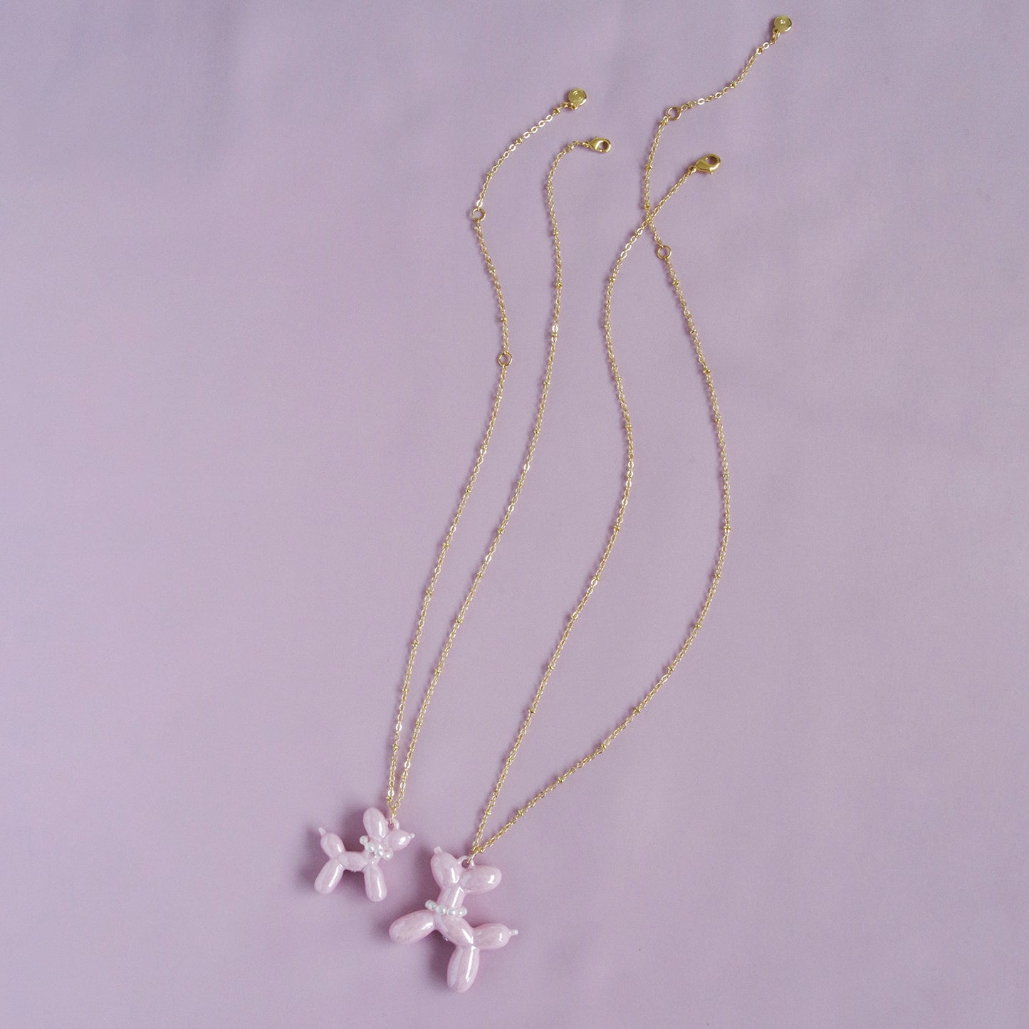 Pink Porcelain Balloon Doggie Necklace