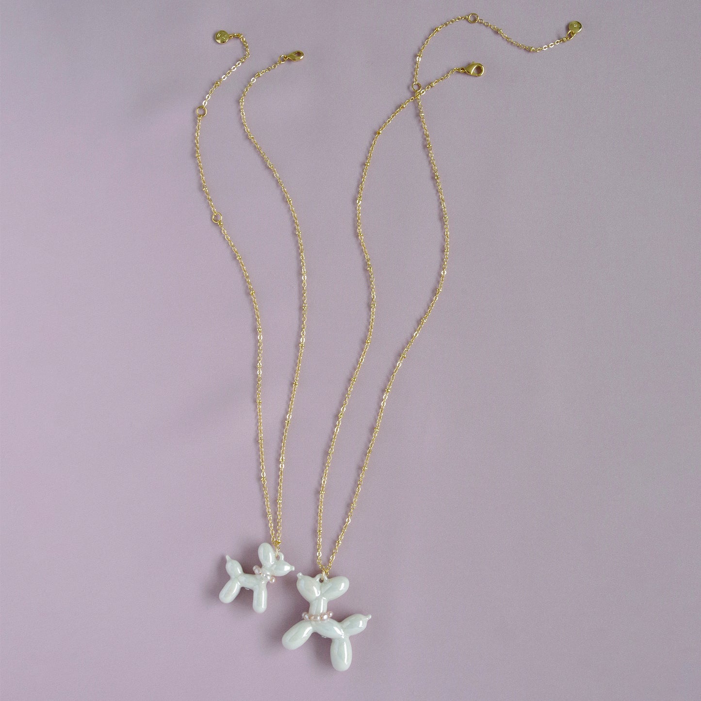 Pearly White Porcelain Balloon Doggie Necklace