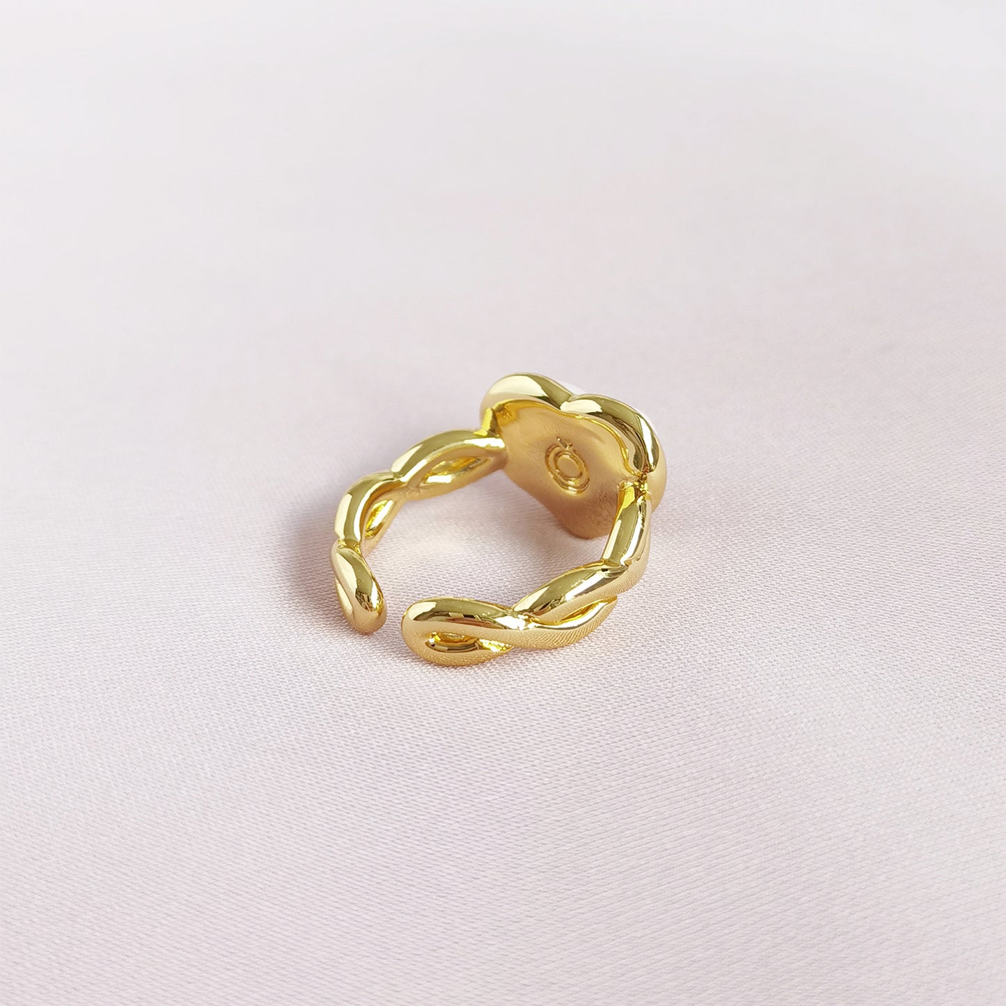 Porcelain Pearly White Heart Braided Ring