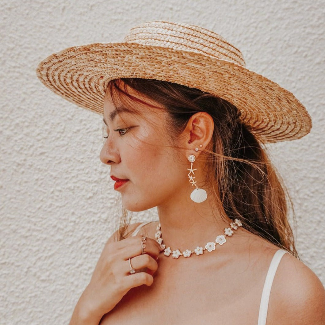 Crystal Star Porcelain Seashell Earrings