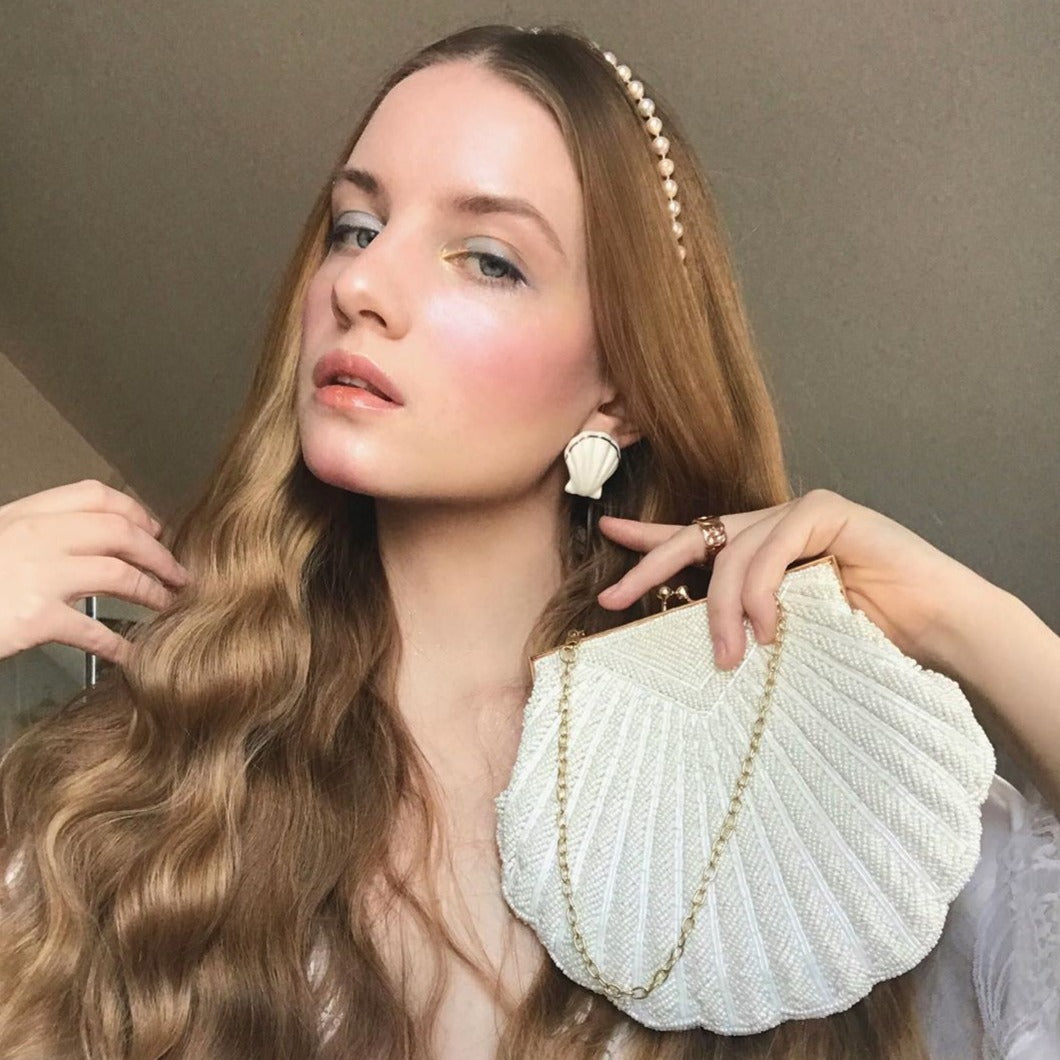 Porcelain Clam Shell Clip-On Earrings