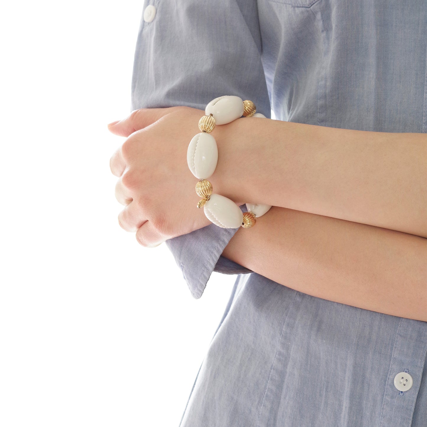 Porcelain Cowrie Shell Stretch Bracelet