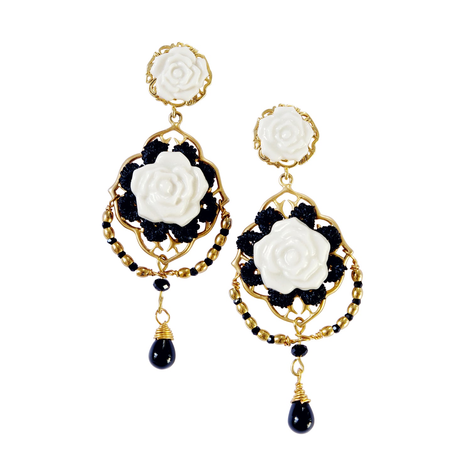 Rose statement earrings deals