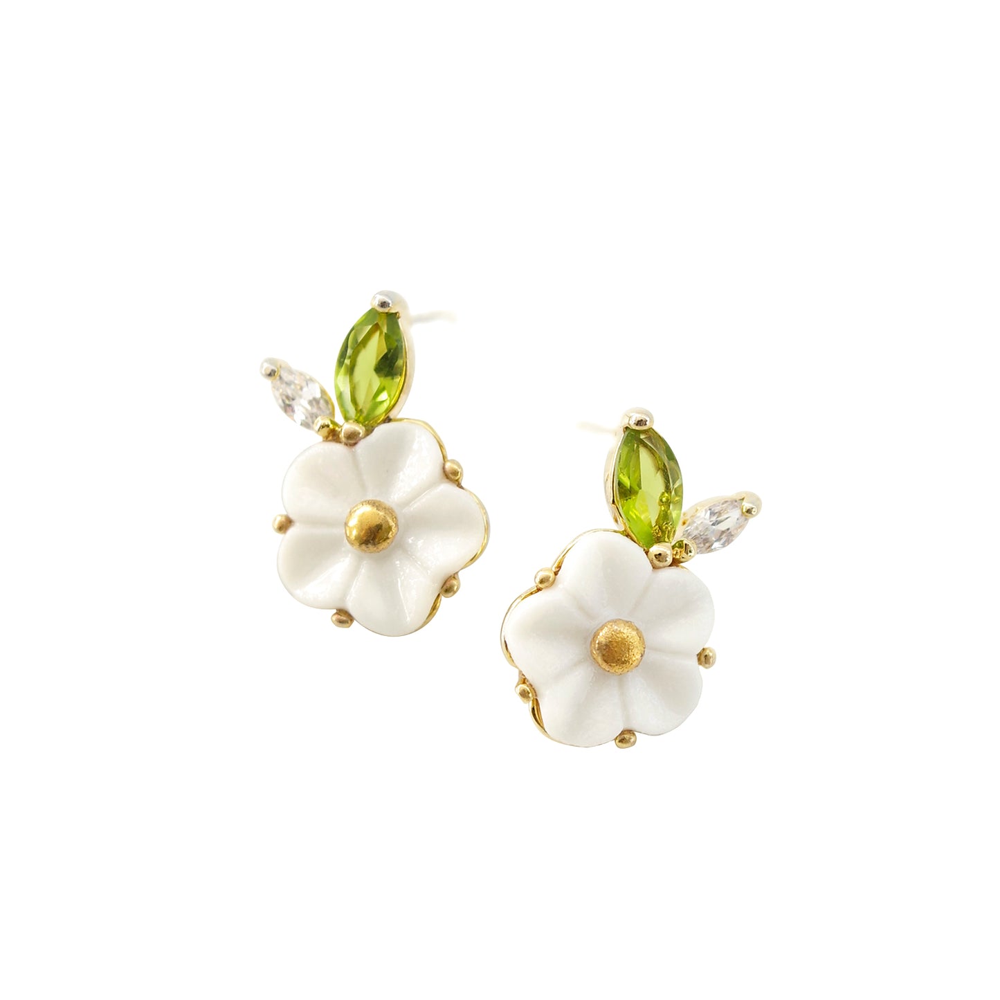 Porcelain Strawberry Flower Stud Earring