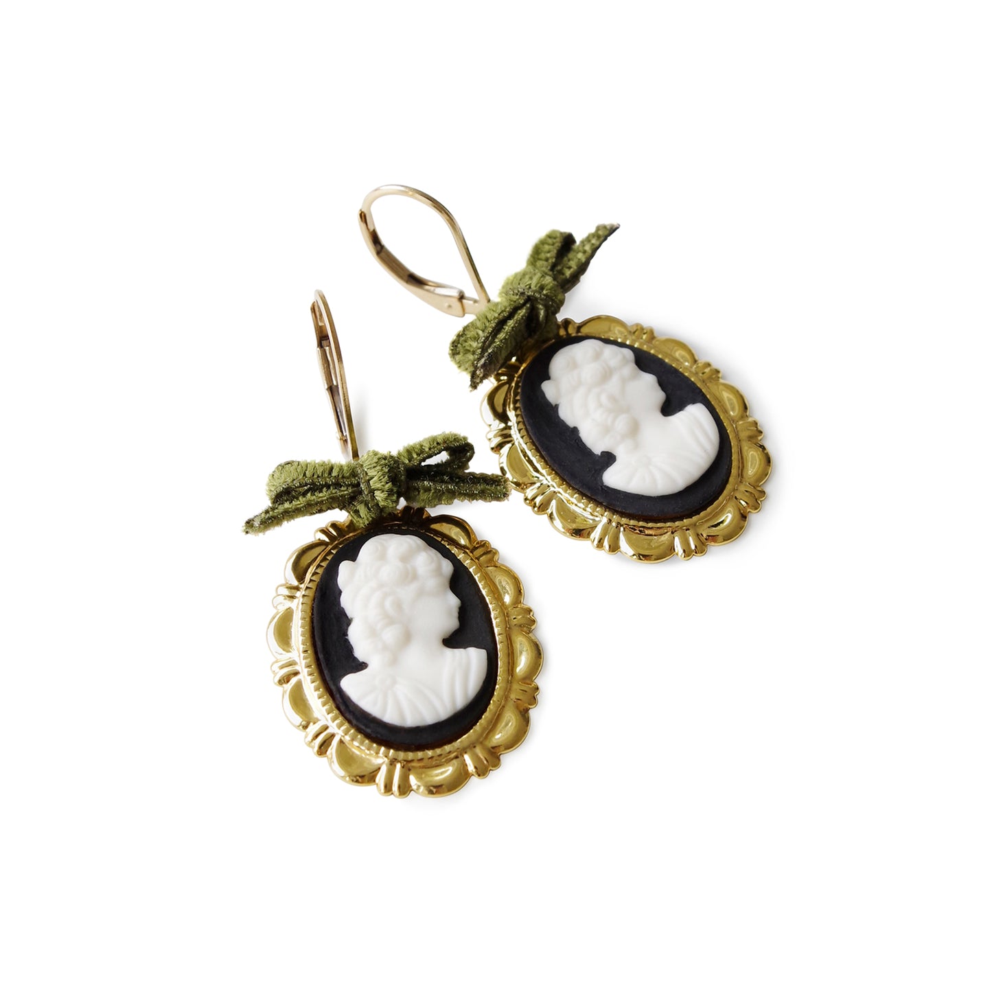 Dark Romance Goddess Oval Porcelain Cameo Earrings