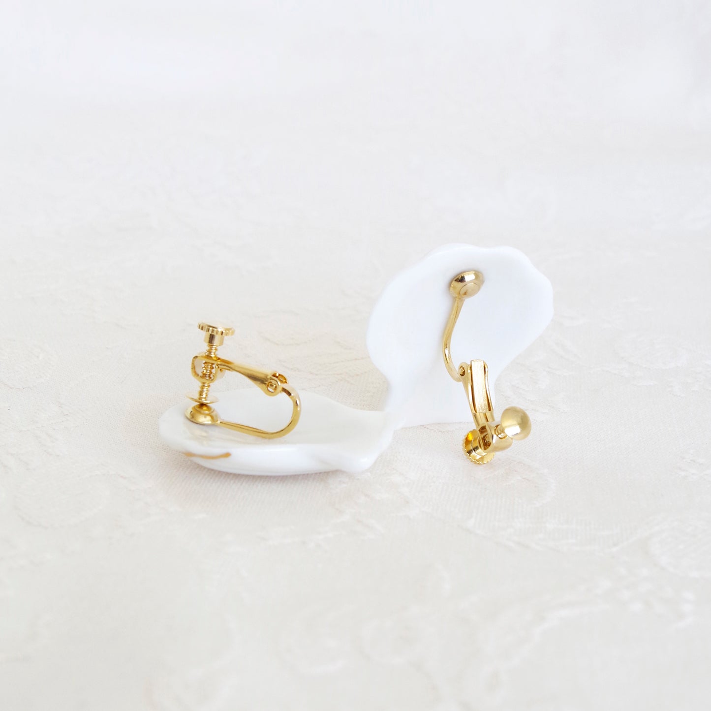 Porcelain Clam Shell Statement Stud Earrings