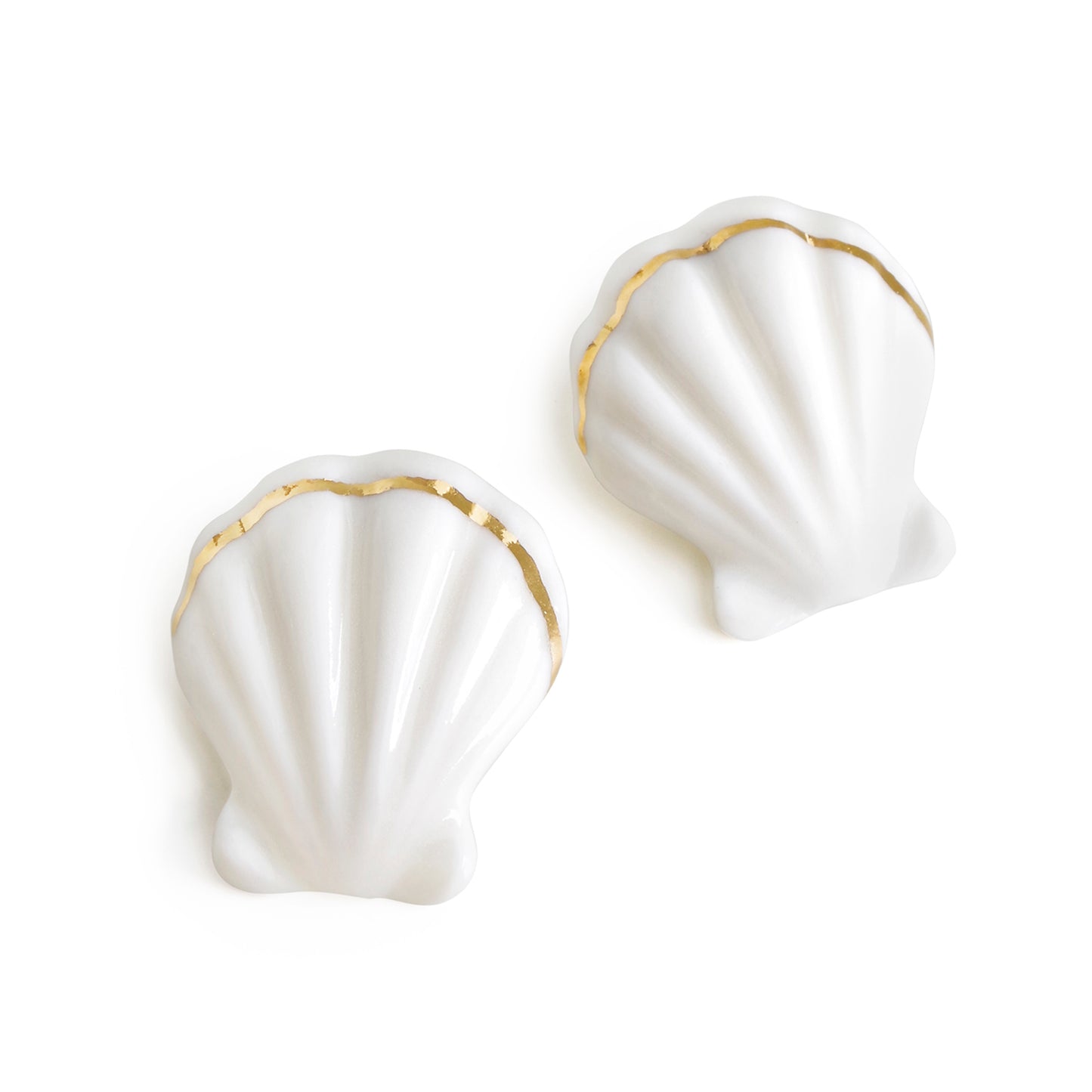 Porcelain Clam Shell Clip-On Earrings