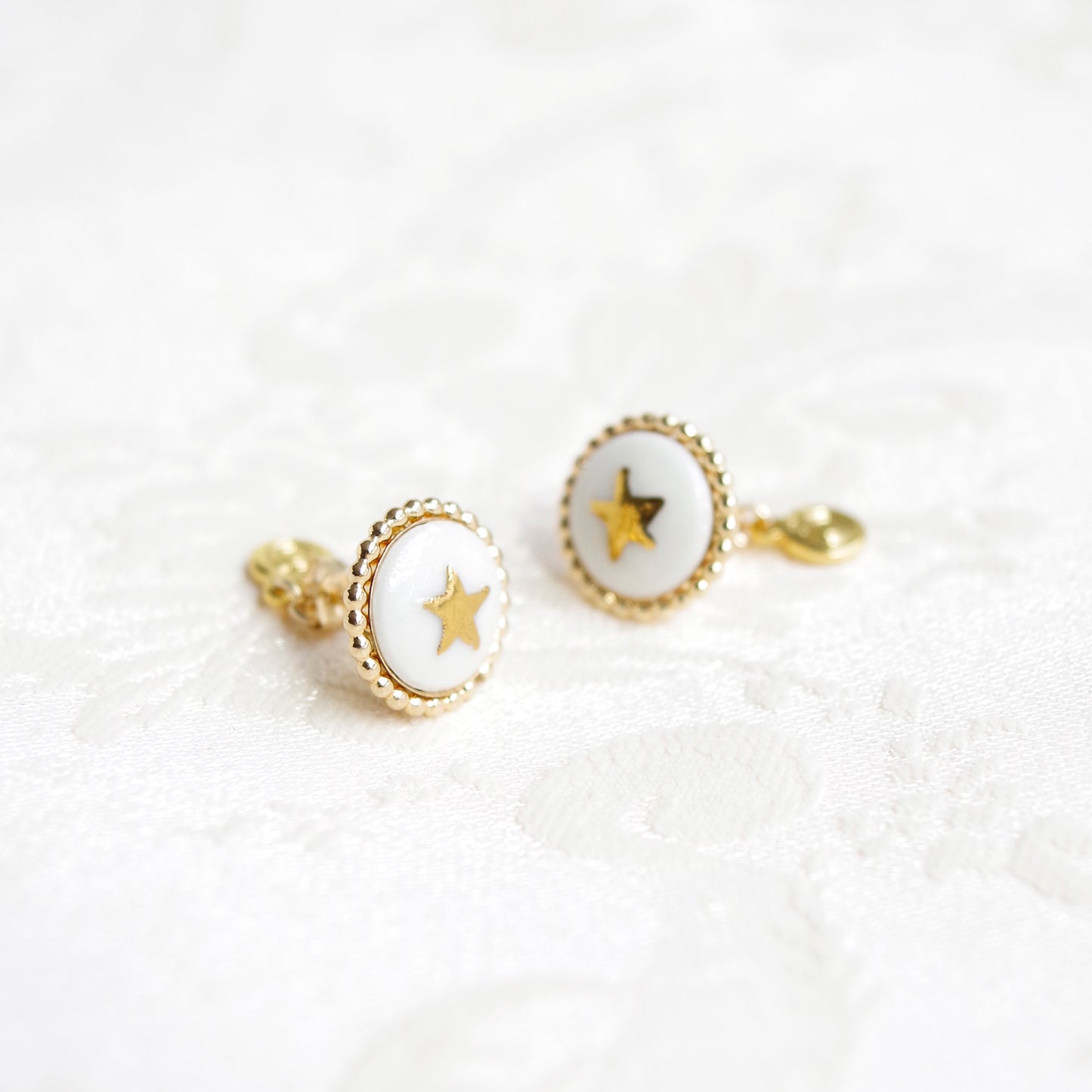 Gold Lustre Star Stud Earrings