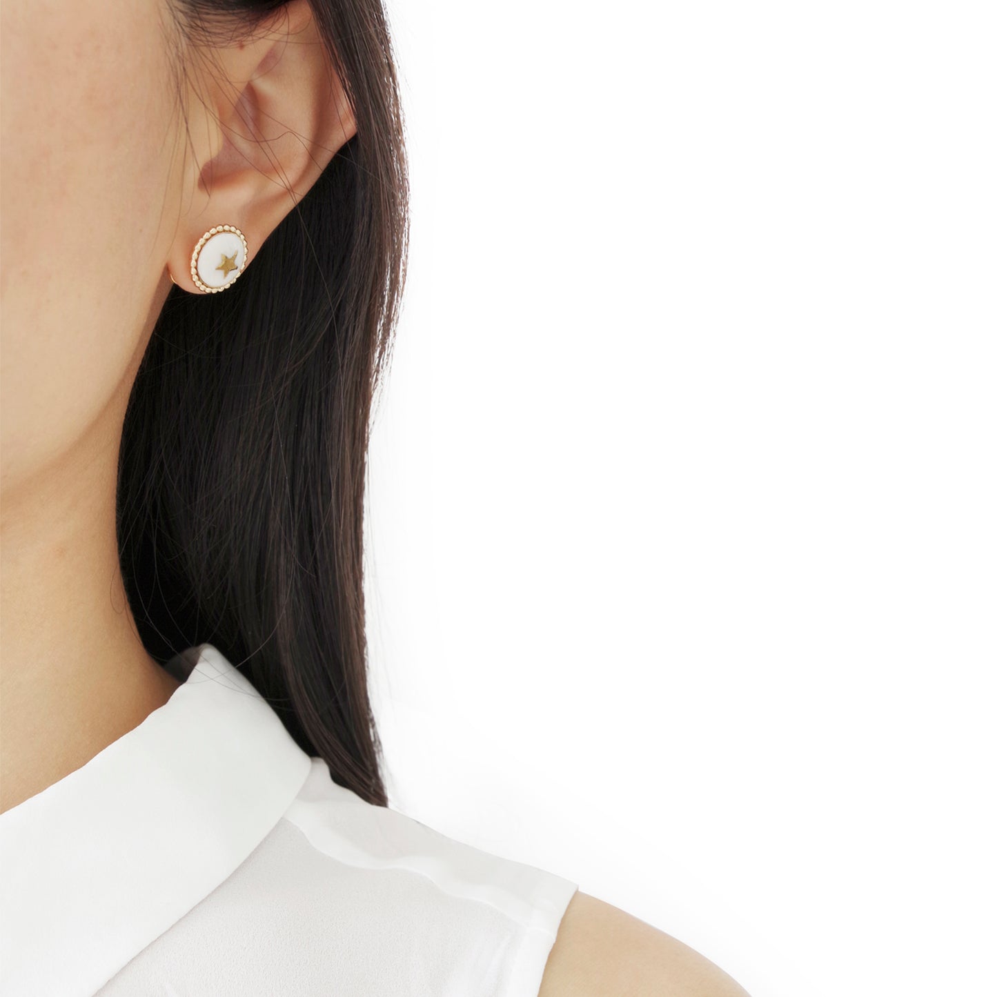 Gold Lustre Star Stud Earrings