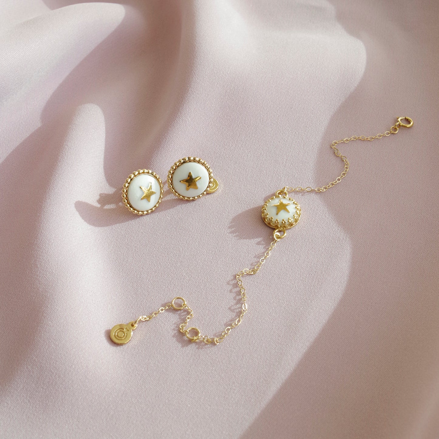 Gold Lustre Star Stud Earrings