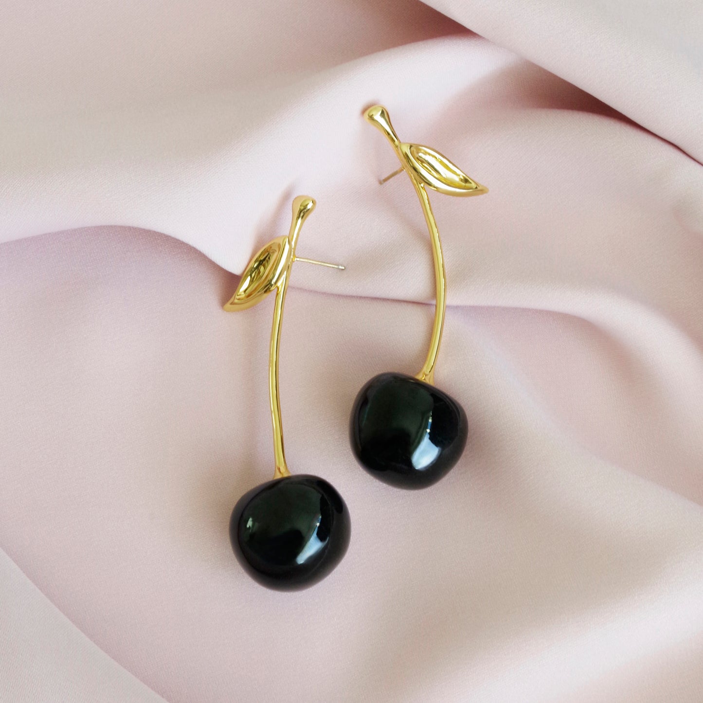 Porcelain Black Cherry Earrings