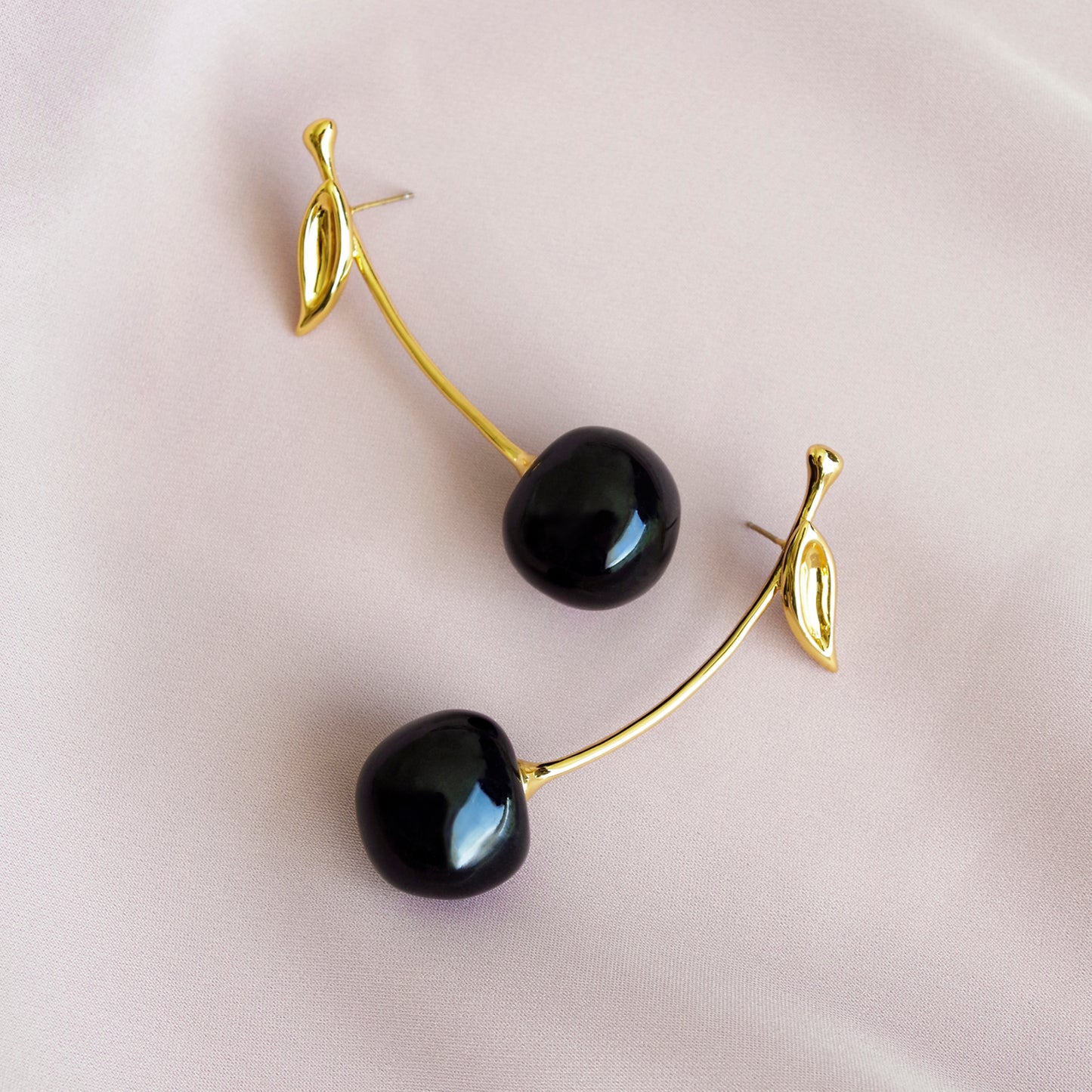 Porcelain Black Cherry Earrings
