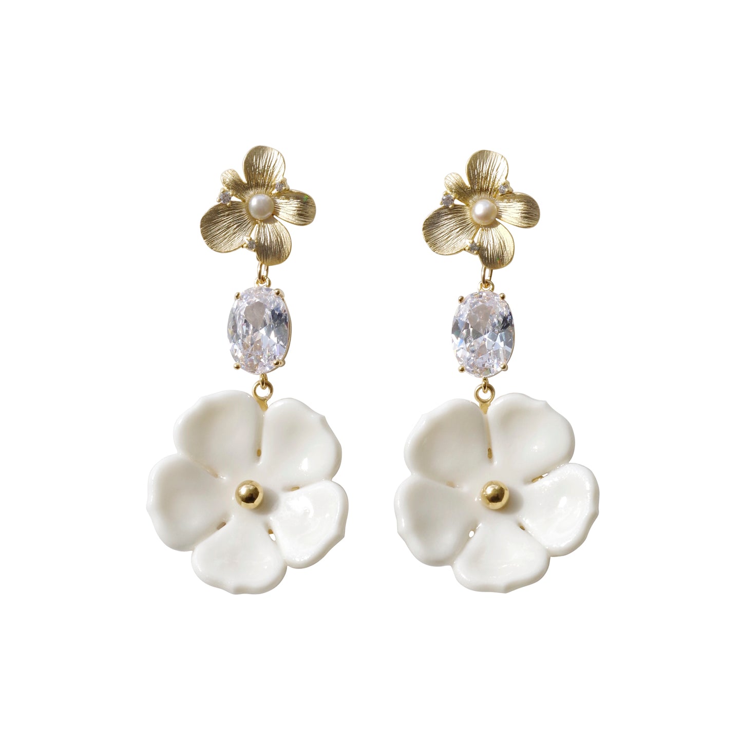 Crystal Floral Bloom Statement Earrings
