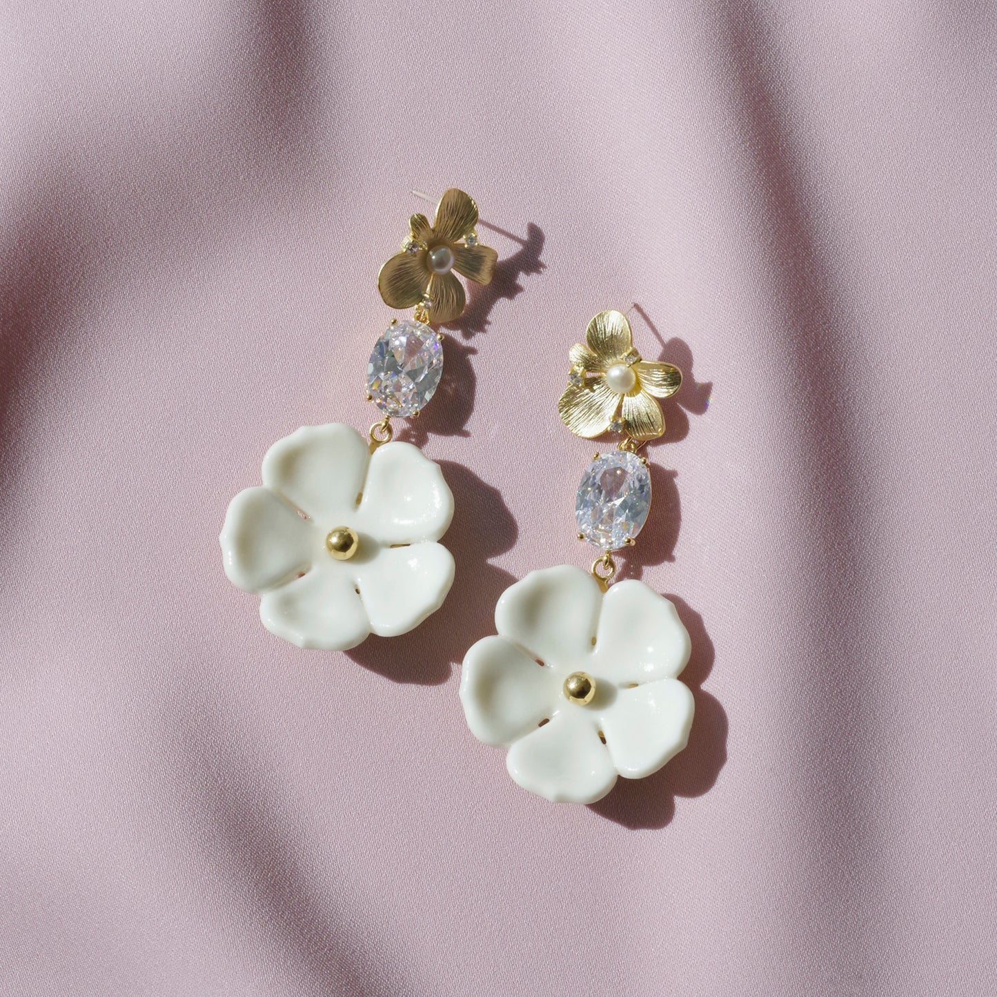 Crystal Floral Bloom Statement Earrings