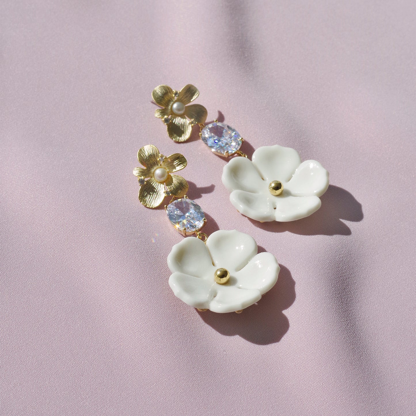 Crystal Floral Bloom Statement Earrings