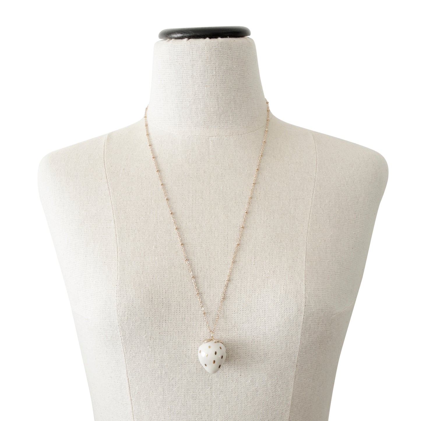 Golden White Porcelain Strawberry Necklace