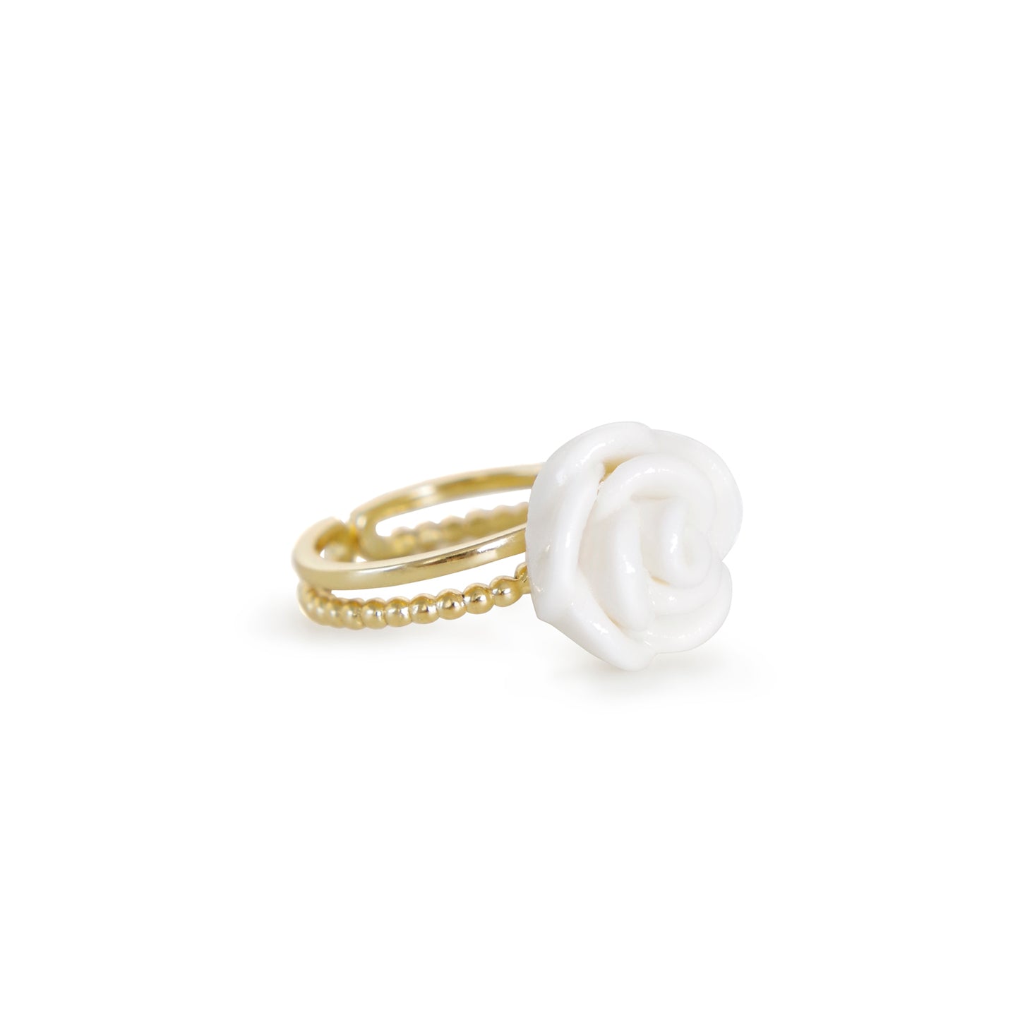 White Cloud Porcelain Rose Ring