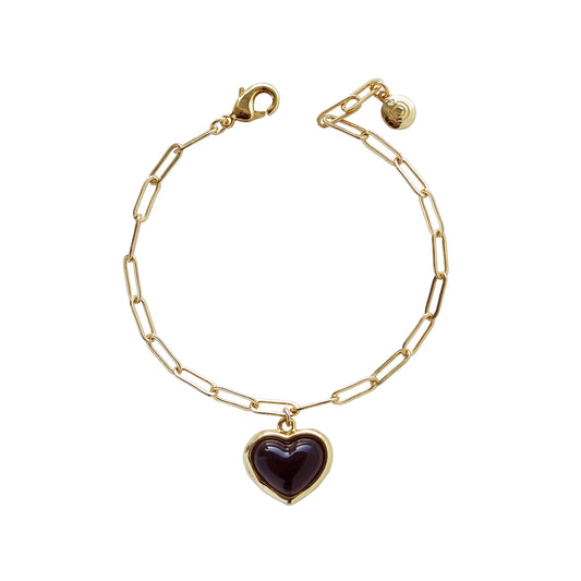 Porcelain Black Heart Charm Bracelet