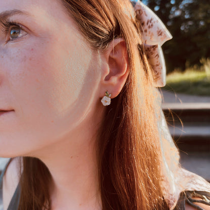 Porcelain Strawberry Flower Stud Earring