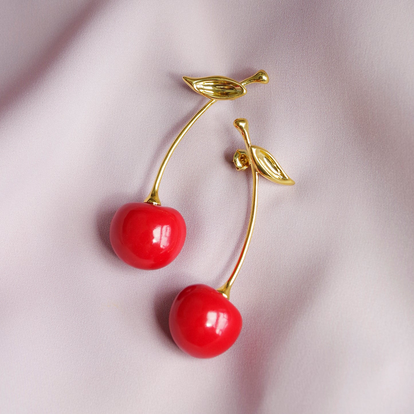 Porcelain Red Cherry Earrings
