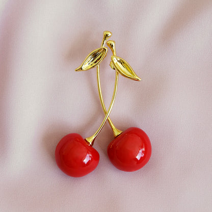 Porcelain Red Cherry Earrings