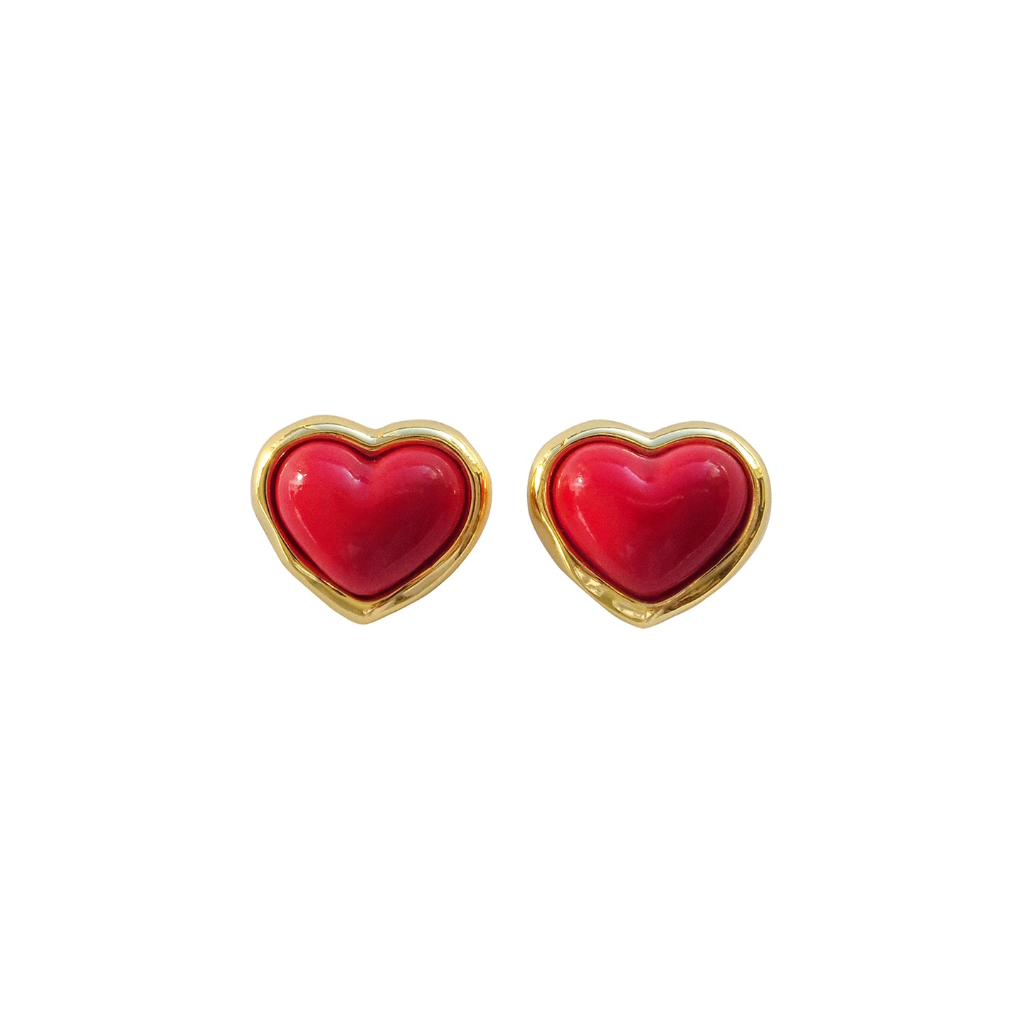 Porcelain Red Heart Stud Earrings