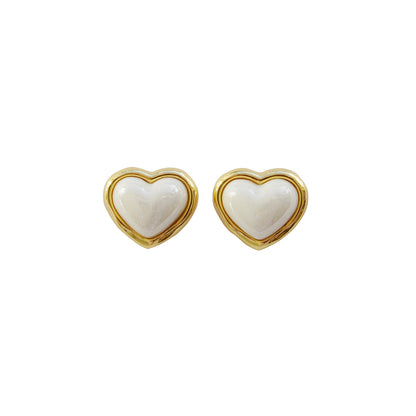 Porcelain Black Heart Stud Earrings