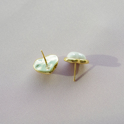 Porcelain Pearly White Heart Stud Earrings