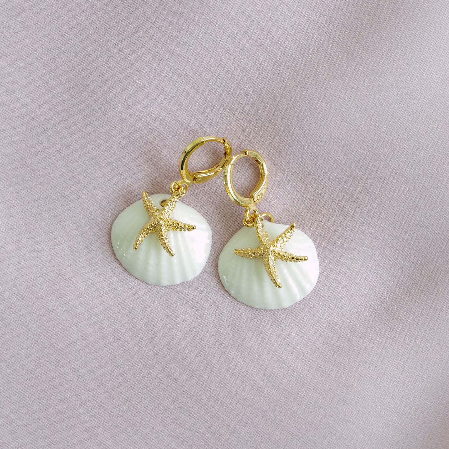 Porcelain Shell And Sea Star Earrings