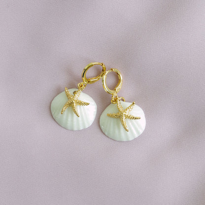 Porcelain Shell And Sea Star Earrings