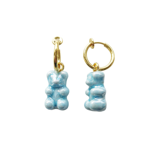 Baby Blue Porcelain Gummy Bear Clip-on Earrings