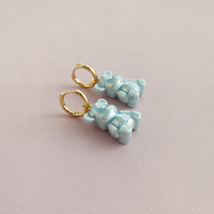 Baby Blue Porcelain Teddy Bear Earrings