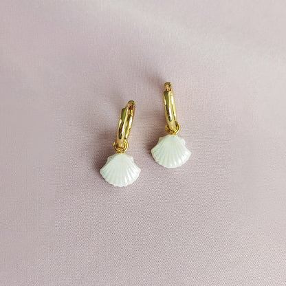 Mini Porcelain Seashell Earrings