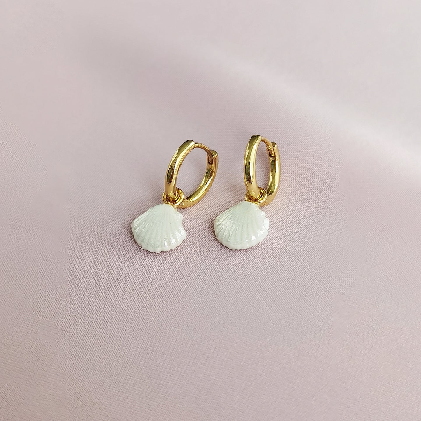 Mini Porcelain Seashell Earrings