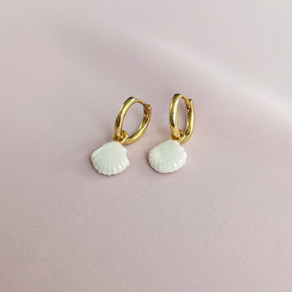 Mini Porcelain Seashell Earrings