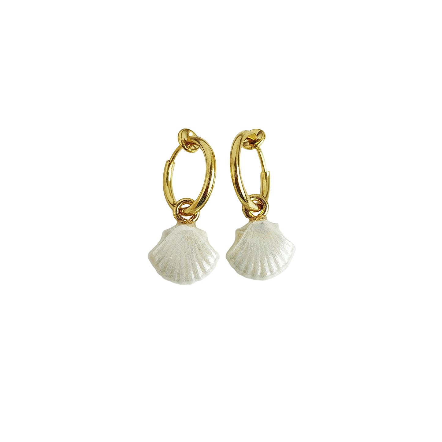 Mini Porcelain Seashell Earrings