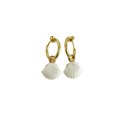 Mini Porcelain Seashell Earrings
