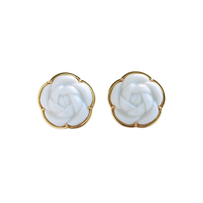 Porcelain Camellia Statement Stud Earrings