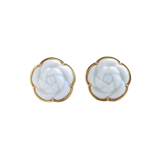Porcelain Camellia Statement Stud Earrings