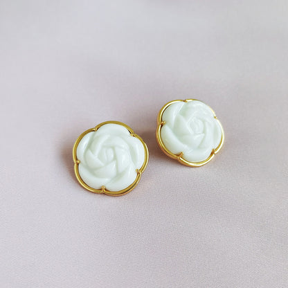 Porcelain Camellia Statement Stud Earrings
