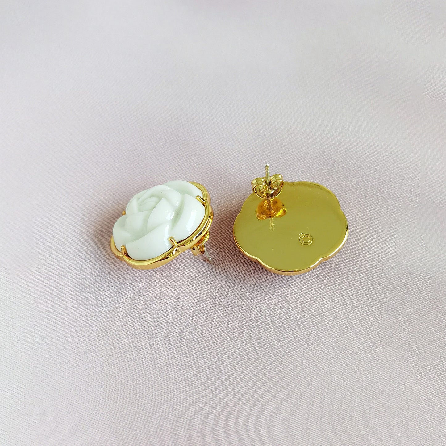 Porcelain Camellia Statement Stud Earrings